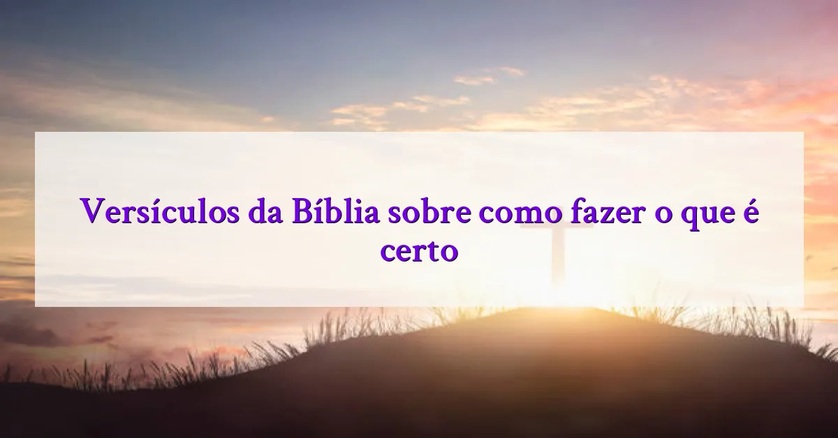 Versículos da Bíblia sobre como fazer o que é certo