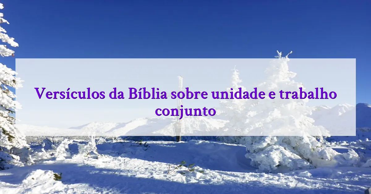Versículos da Bíblia sobre unidade e trabalho conjunto